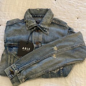 NWT Able Merley distressed denim jacket XS.
